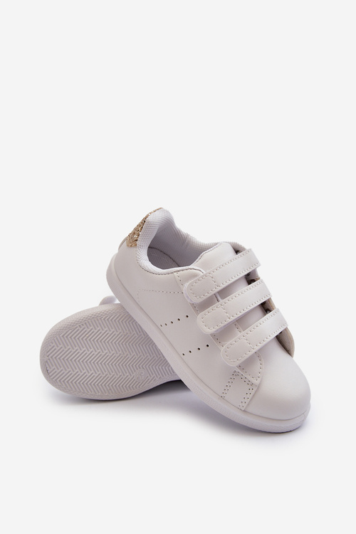 Children's Sneakers With Velcro White-Rose Gold Cute Girl