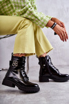 Lacquered Women's Warm Boots With Decoration Black Hayes