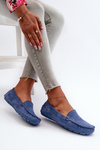 Women's Blue Perforated Moccasins Rasirna