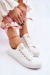 Women's Classic Sneakers White And Gold Ecoma