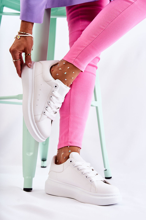 Buty Sportowe Damskie Platforma Białe Eliso