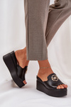 Platform And Wedge Sandals With Decoration Black Nanessia