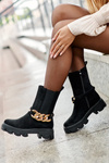 Women's Suede Boots with Chain Black Nemette