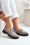 Women's Lacquered Moccasins Vinceza 62187 Grey