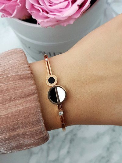 Women's Steel Bracelet Roman Zirconia Numbers Rose Gold Avior