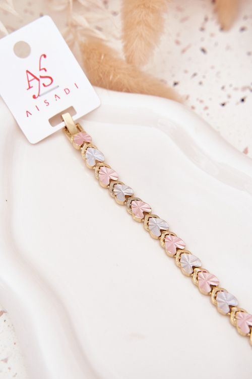 Damska Bransoletka Stal Chirurgiczna Kolorowe Serduszka Złota