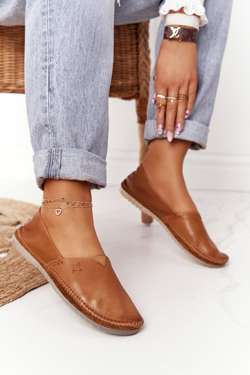 Women's Leather Ballerinas Maciejka Camel 01930-52