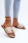 Flat Women's Slippers With Bow Beige Balinda