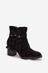 Women's ankle boots with fringe on heel Black Rosabella