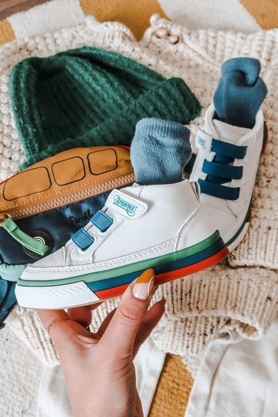 Children's High Sneakers With Welt White Navy Blue Baxter