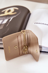Card Holder With Gold Keychain Eco Leather Beige Iritinme