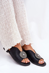 Shiny Women's Sandals With Decorative Detail S.Barski KV51-012 Black