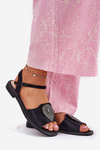 Women's Flat Sandals With Decoration S.Barski KV51-098 Black