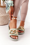 Rubber Slippers With Chain Light Green One Moment
