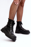 Women's Lace-up Ankle Boots with Sock Black Dedinva