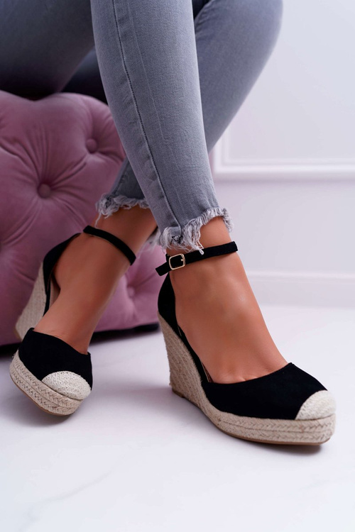 Women's Platform Sandals Flax Black Tammaris