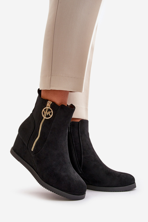 Leather Lined Heeled Boots With Ornamentation Black Vere
