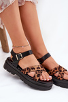 Ladies platform sandals in leopard print brown Gevinniser