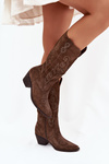 Suede Cowboy Boots For Women With Heel Brown Karira