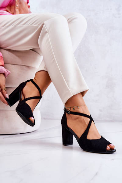 Suede Sandals On A Bar Black Lorita