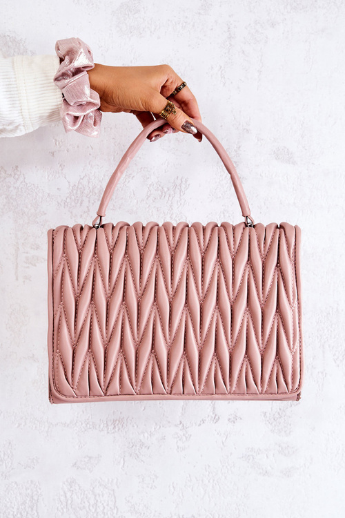 Quilted Letterman Handbag Pink Roselyn