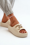 Women's Lightweight Foam Flip-Flops with Decorations Beige Orchia