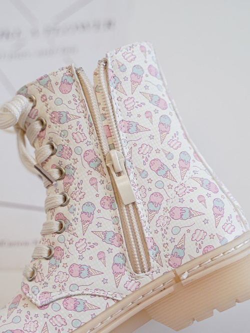 Zip-Up Lined Children's Boots Beige Dolida