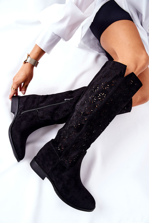 Lace-up Boots With Hidden Heel Black Lara