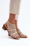 Beige Openwork Sandals with Heels Serapina