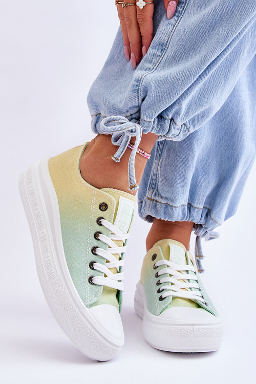 Low Platform Sneakers Big Star LL274A186 Yellow-Green