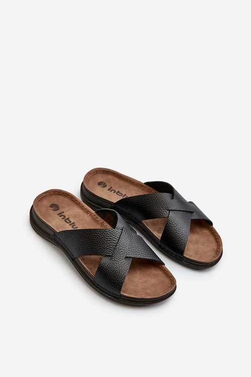 Klapki Męskie Z Klamrami Lekkie Wygodne Czarne Inblu MT000016