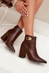 Women’s heeled boots with gold detail chocolate Tharina