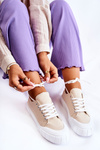 Women's Sneakers On The Platform Beige Comes