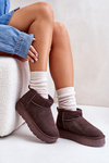Fashionable Suede Low Snow Boots Brown Nucca