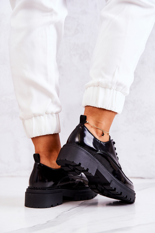 Laquered Lace-up Shoes La.Fi Black Joselin