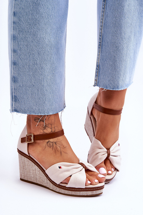 Women's Sandals On A Braided Wedge Beige Judith