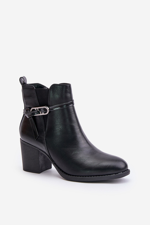 Women's Heeled Boots Insulated With Strap Black Zinithia