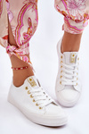 Women's Classic Sneakers White And Gold Ecoma