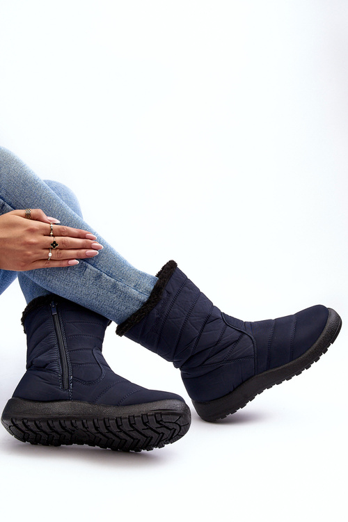Women's High Padded Snow Boots Navy Luxina