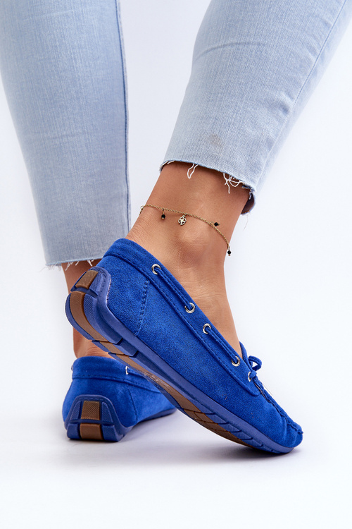Women's Blue Suede Moccasins Si Passione