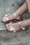 Children's Sandals Adorned with Flowers Fastened with Velcro Pink Fagossa
