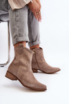 Suede Cowboy Boots with Low Heel Zazoo 3329 Cappucino