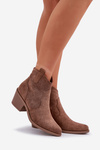 Cowboy Boots With Zipper Eco Suede Perforated HY51-061 S.Barski Brown