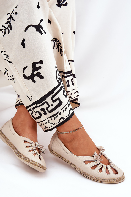 Flat Ballerinas Made Of Natural Leather Zazoo 10179 Beige