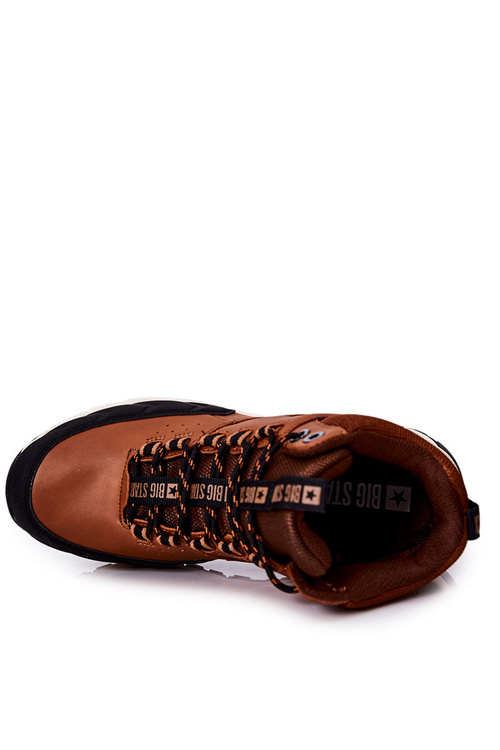 Buty Sportowe Skórzane Wysokie Big Star Brązowe II174179