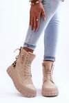Botki Damskie Platforma Zamsz Jasnobeżowe Raftera EV-263