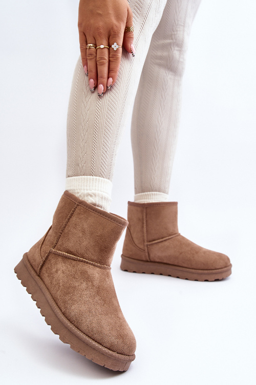 Śniegowce Damskie Ocieplane Futerkiem Khaki Lizio BY-1009