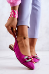 Suede Ballerinas With Chain Lewski Shoes 3125 Fuchsia