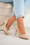 Classic Women's Pumps On A Block Heel Suede Beige Eliana