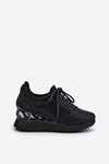 Women's Wedge Sneakers Adorned with Zirconia D&A MR38-377 Black
